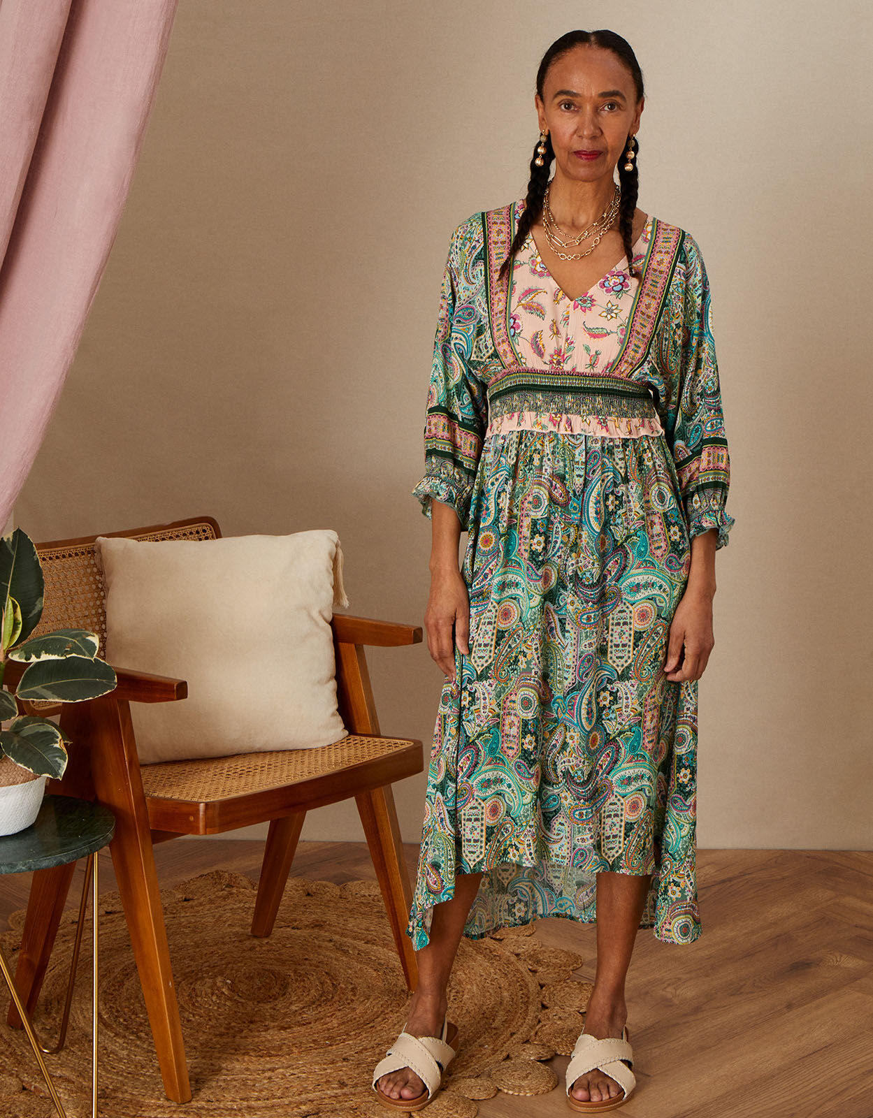 Paisley Print Dress in LENZING ECOVERO Green