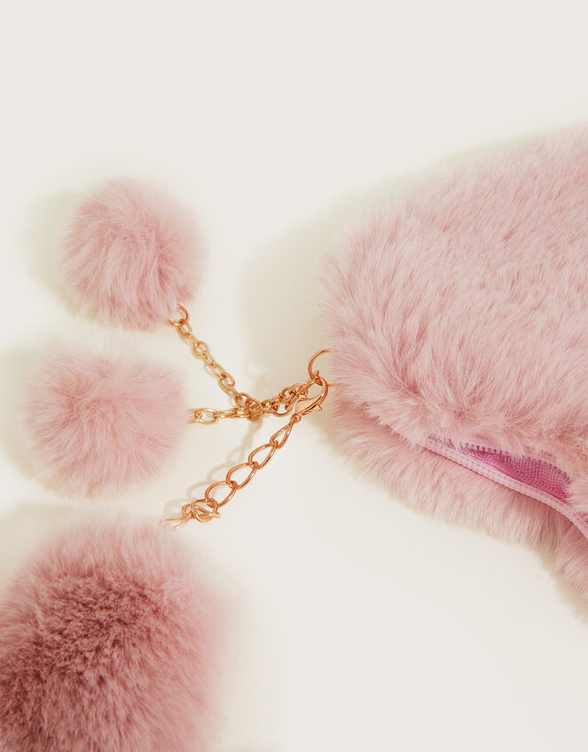 Fluffy Heart Pom-Pom Bag, , large