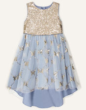 Mariposa Sequin Butterfly High-Low Dress, Grey (GREY), large