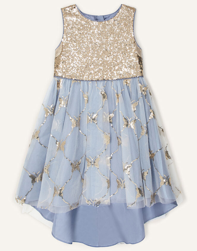 Mariposa Sequin Butterfly High-Low Dress, Grey (GREY), large