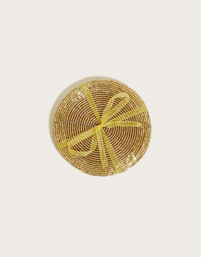 Beaded Coaster Set, Gold (GOLD), large