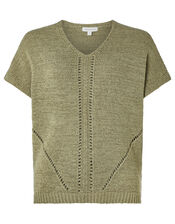 Tyla Tape Yarn Jumper, Green (KHAKI), large