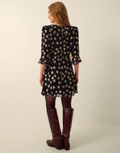 Monsoon x Queens of Archive Farrah Metallic Star Jacquard Mini Dress​, Black (BLACK), large