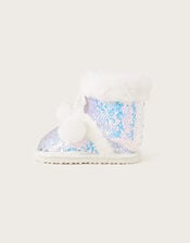 Olivia Sequin Slipper Boots, Ivory (IVORY), large