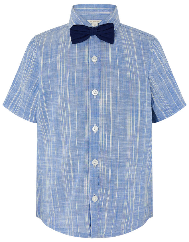 Slub Shirt with Bow Tie , Blue (BLUE), large