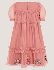 Mon Cheri Floral Embroidered Mesh Dress, Pink (PINK), large