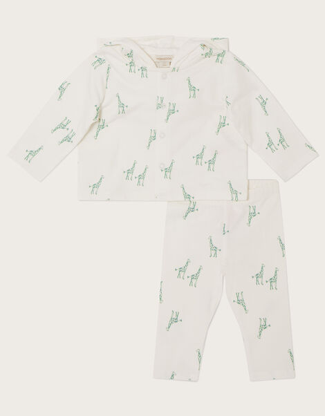 Newborn Giraffe Print Hooded Set, Ivory (IVORY), large