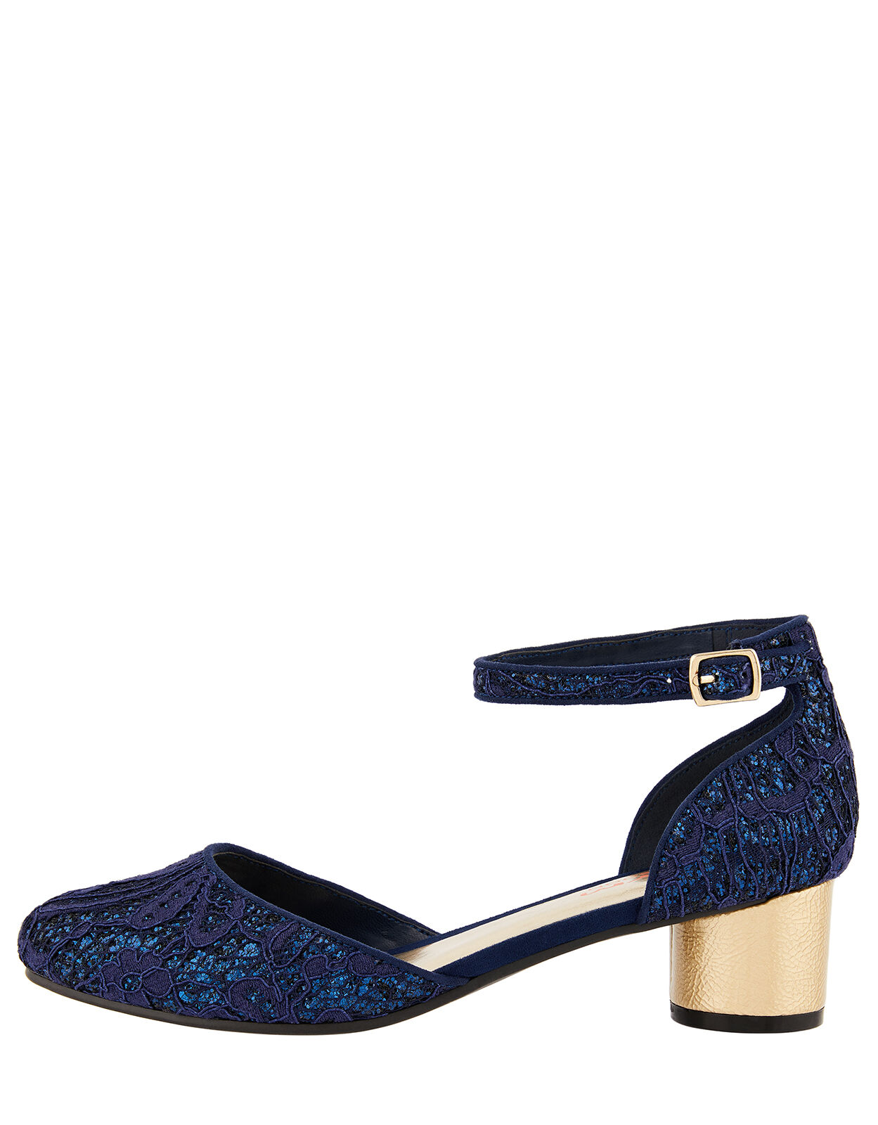 Glitter Lace Two Part Heels Blue