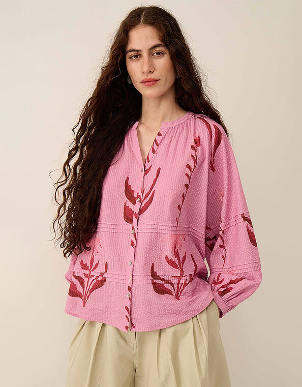 East Maisie Hand-Painted Botanical Print Top, Purple (LILAC), large