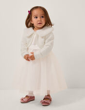 Baby Detachable Collar Fuzzy Cardigan, Ivory (IVORY), large