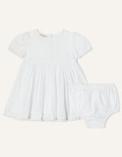 Newborn Broderie Dress, Ivory (IVORY), large