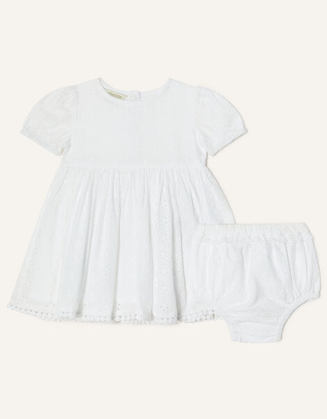 Newborn Broderie Dress Ivory, Ivory (IVORY), large