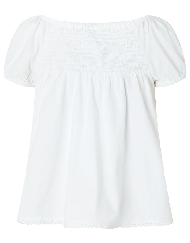 Peri Pom-Pom Top in Organic Cotton, Ivory (IVORY), large