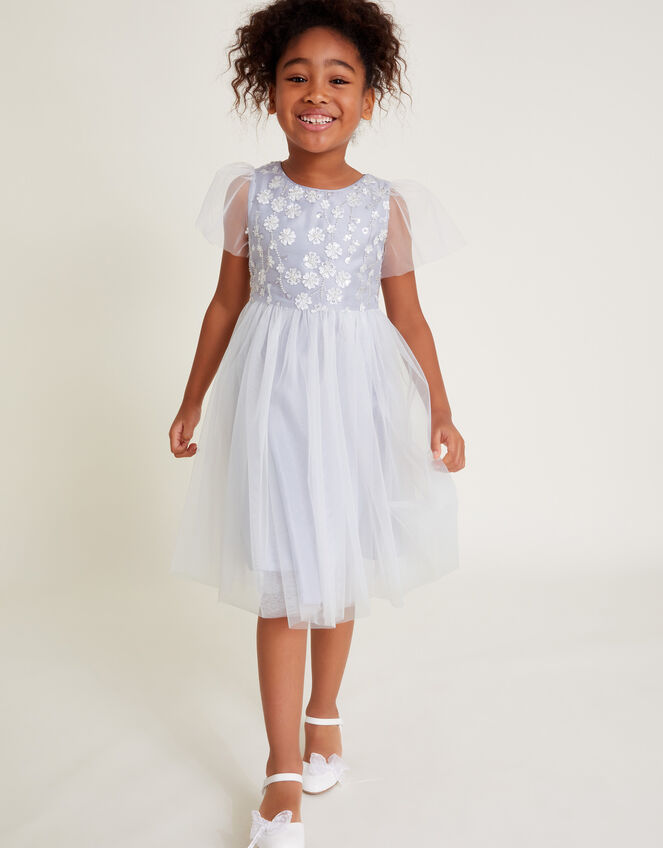 Bella Floral Embellished Dress, Grey (GREY), large