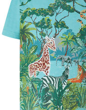 Basil Jungle Scene T-Shirt, Blue (BLUE), large