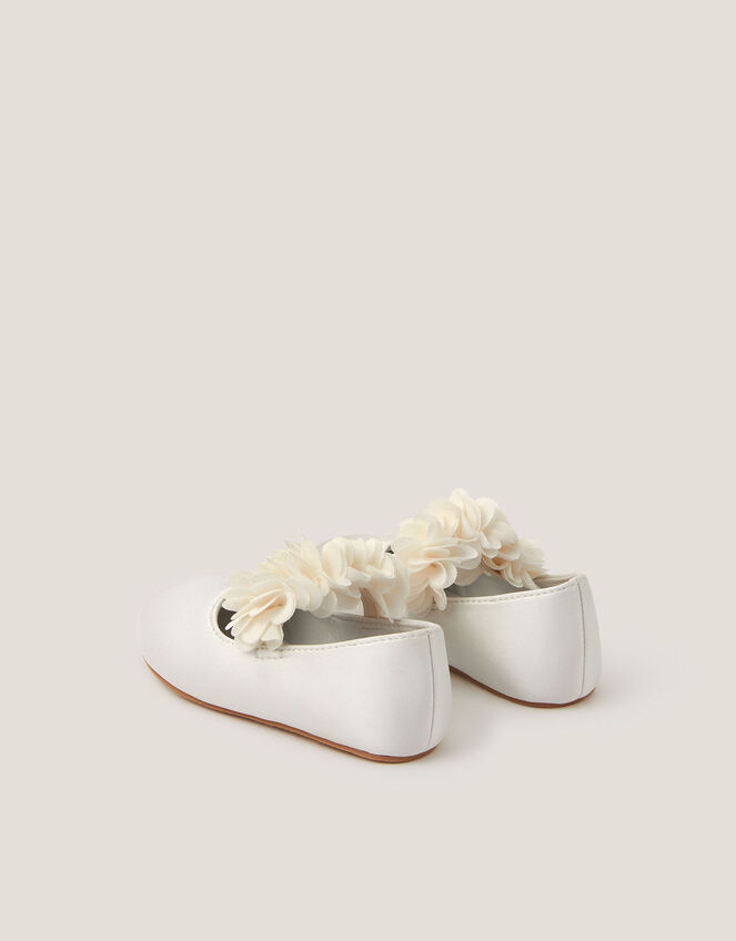 Baby Flower Pom Pom Walker Shoes, Ivory (IVORY), large
