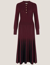 Prue Knit Pleated Shirt Dress, Red (BERRY), large