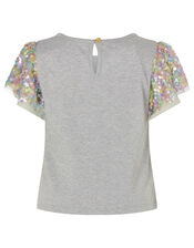 Rainbow Sequin T-shirt and Skirt Set, Grey (GREY), large