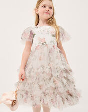 Roma Floral Print Ruffle Party Dress , Multi (MULTI), large