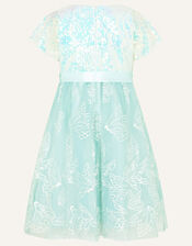 Esma Butterfly Sequin Dress, Blue (AQUA), large