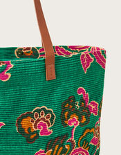 Printed Ribbed Beach Bag, , large