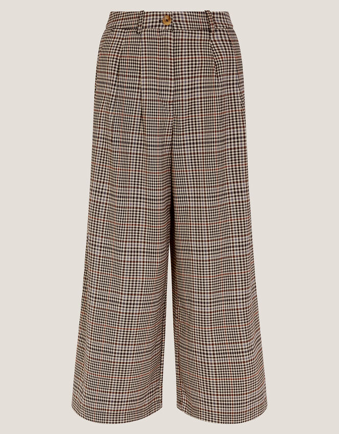 Carmen Check Wide Leg Trousers, Natural (NATURAL), large