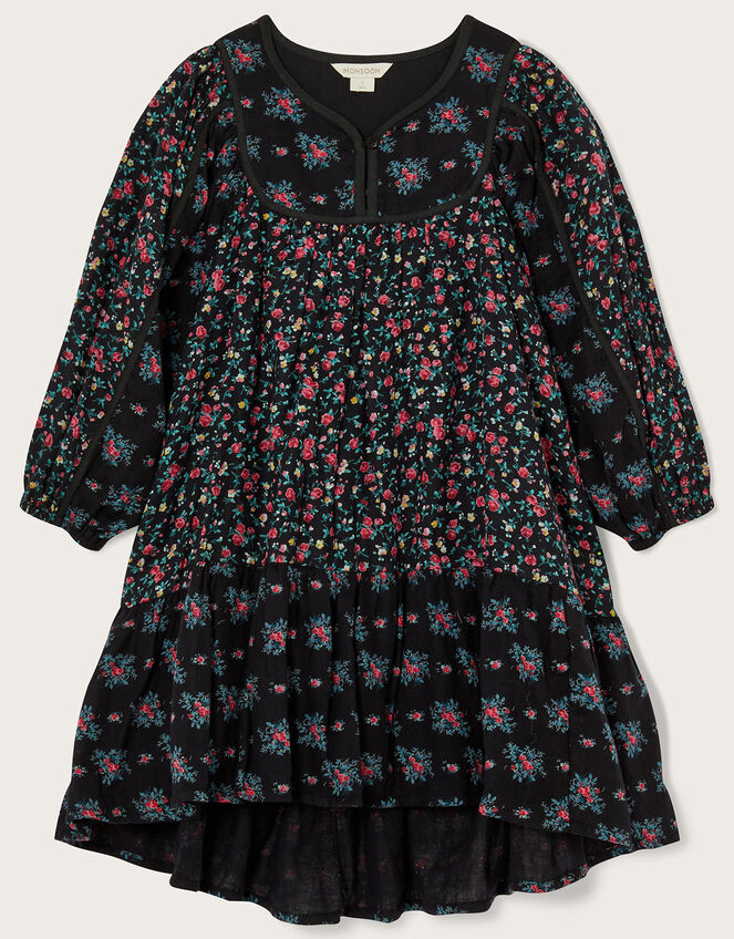 Boutique Victoria Rose Cheesecloth Dress, Black (BLACK), large
