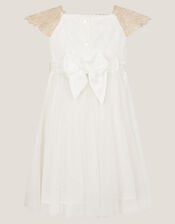 Baby Estella Embroidered Tulle Dress, Gold (GOLD), large