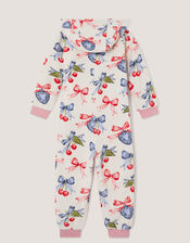 Cherry Locket Print Fleece Onesie, Cream (CREAM), large