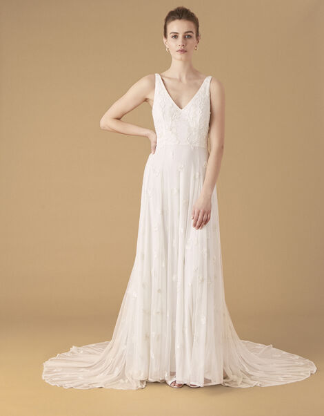 Kate Beaded Floral Bridal Dress Ivory, Ivory (IVORY), large