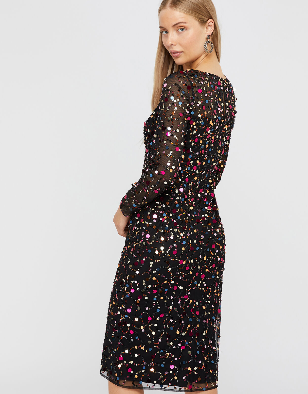Megan Sequin Midi Dress Black Evening Dresses Monsoon ROI