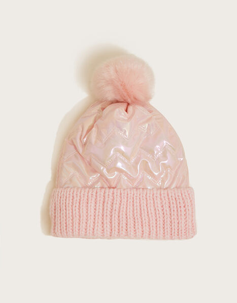 Shimmer Padded Beanie Hat Pink, Pink (PINK), large