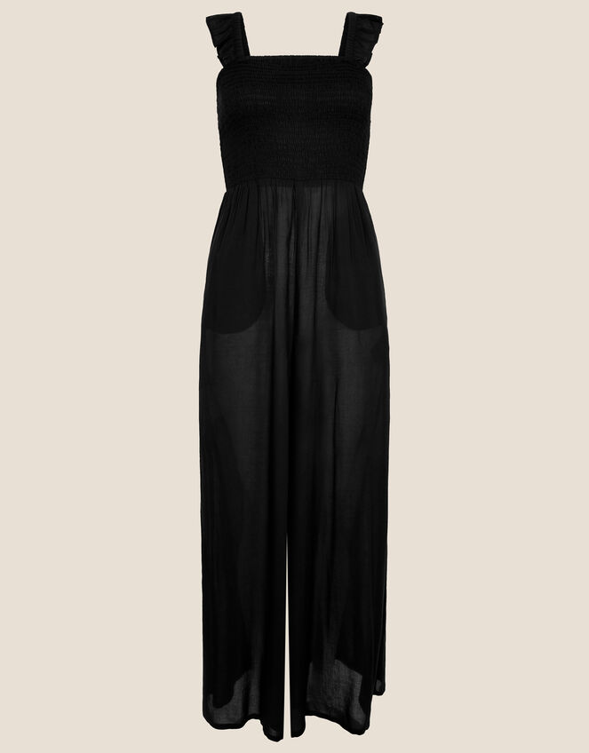 Plain Ruffle Jumpsuit in LENZING™ ECOVERO™ , Black (BLACK), large