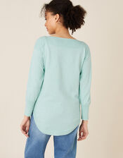 Slash Neck Knit Jumper, Green (MINT), large