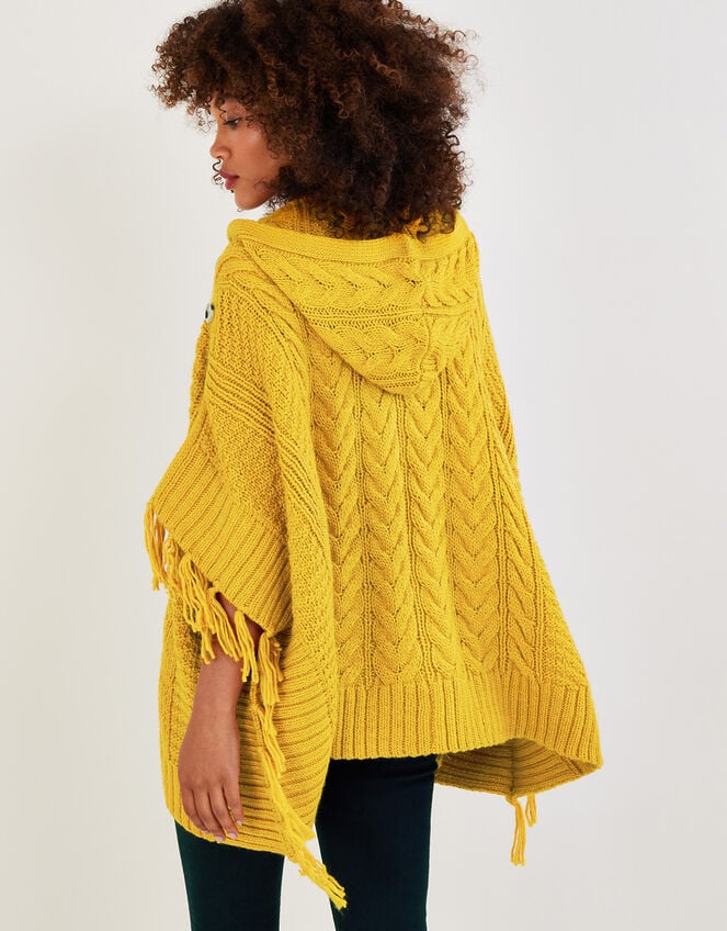 Hooded Poncho, Yellow (YELLOW), large