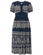 Hatty Heritage Print Dress, Blue (NAVY), large