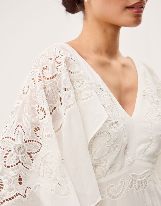Cali Embellished Cape Sleeve Wedding Dress, Ivory (IVORY), large