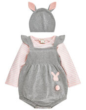 Newborn Callie Knitted Romper Set, Grey (GREY), large