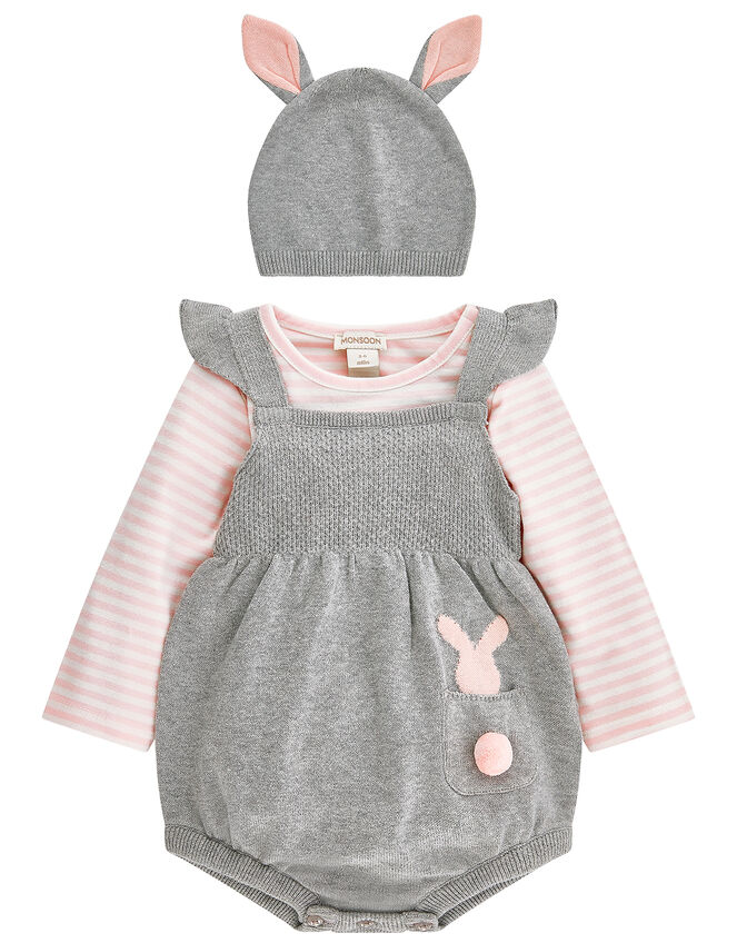 Newborn Callie Knitted Romper Set, Grey (GREY), large