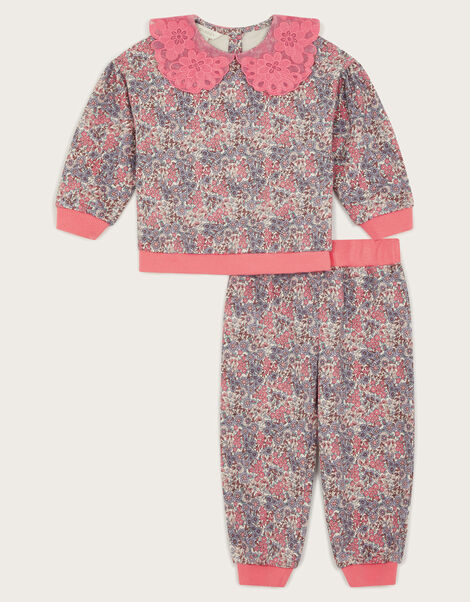 Baby Floral Print Sweatshirt and Joggers Set, Purple (PURPLE), large