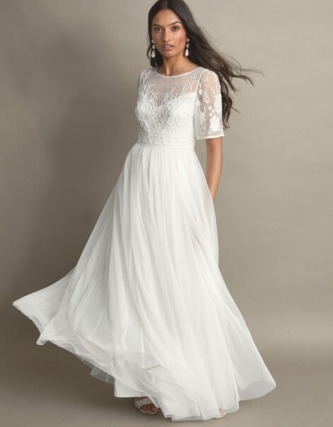 Ali Embroidered Bridal Maxi Dress, Ivory (IVORY), large