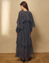 East Ellis Floral Print Cape Maxi Dress, Blue (BLUE), large