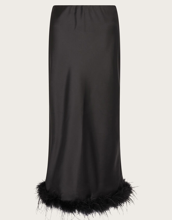 Felis Satin Feather Skirt, Black (BLACK), large