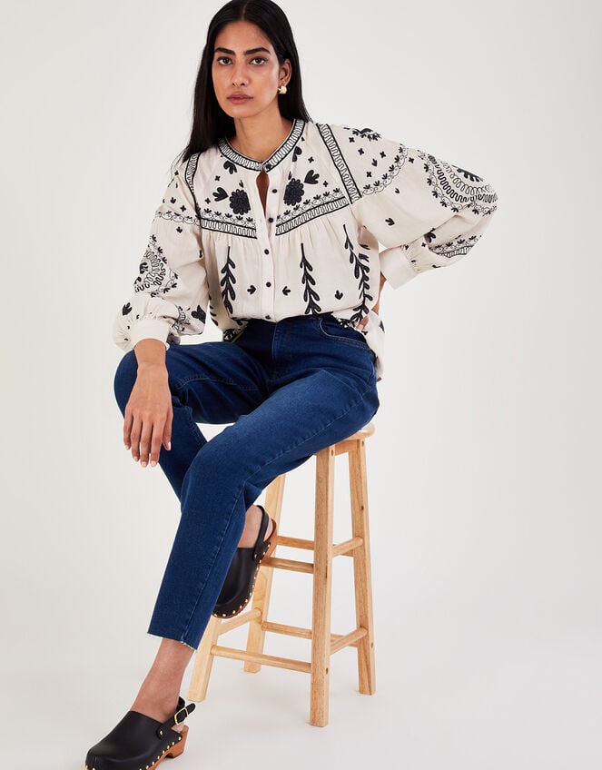 Floral Blouse, Ivory (IVORY), large