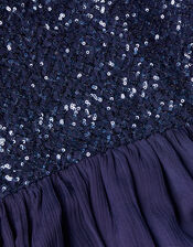 Tara Sequin Chiffon Prom Dress, Blue (NAVY), large