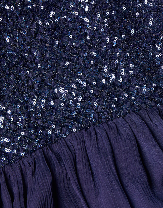Tara Sequin Chiffon Prom Dress, Blue (NAVY), large