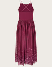 Sequin Scuba Prom Maxi Dress, Red (BURGUNDY), large