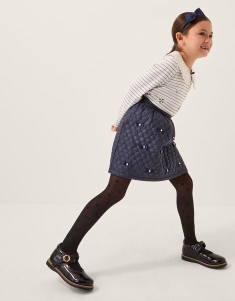 Bow Quilted Skirt, Blue (NAVY), large