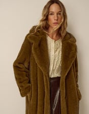 Winona Faux Fur Coat, Brown (CHOCOLATE), large