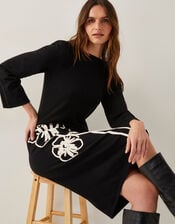 Cee Cornelli Embroidered Knit Dress, Black (BLACK), large